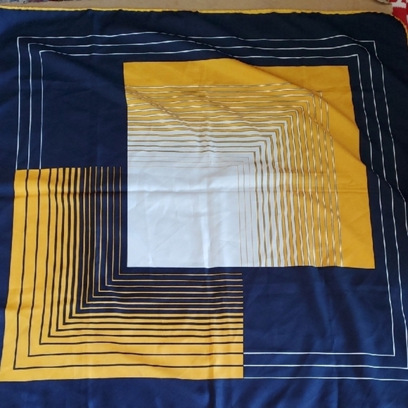 leonardo Laurenti Accessories - Laurenti Blue and Gold Geometric Wrap Scarf